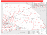 San Bernardino County Wall Map Red Line Style